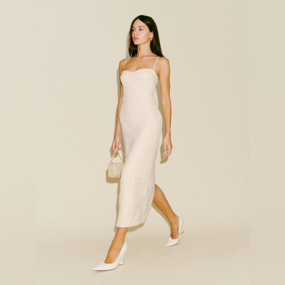NWT Reformation Lakai Cream Strappy Midi Dress